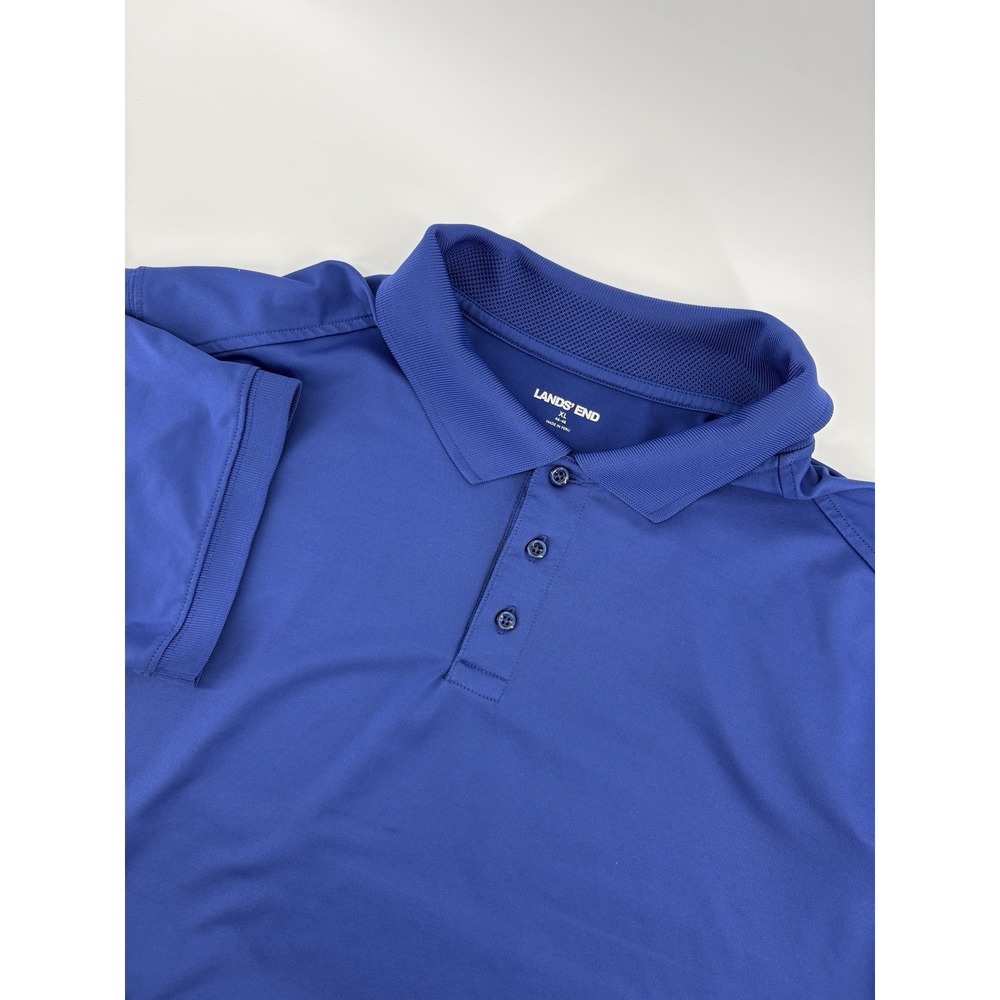 Lands End Polo Men's XL Royal Blue Short Sleeve Collared Casual Golf